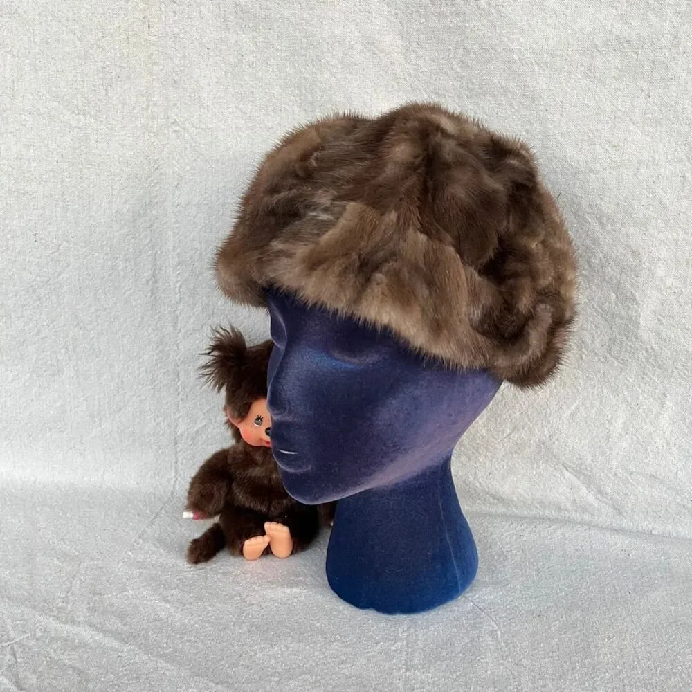Vintage 1950s Mink Pillbox Hat‎